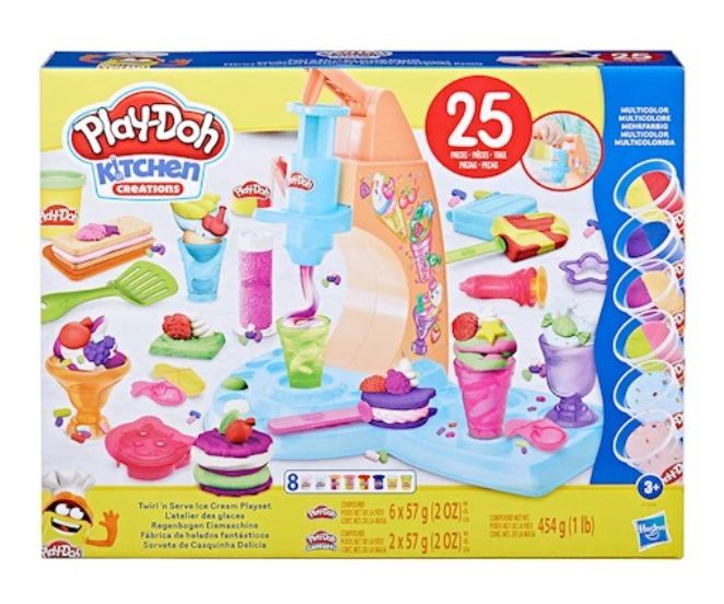 Set de joacă Hasbro Play-Doh Kitchen Creations Twirl 'n Serve Ice Cream, 25 de piese, 3+ ani