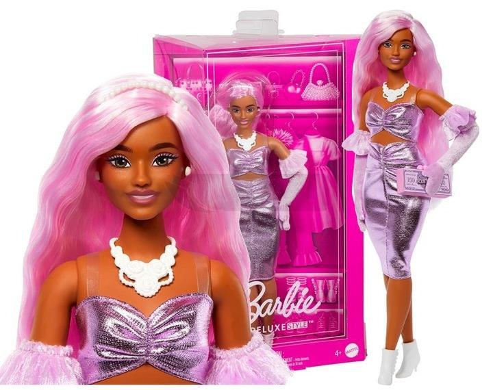 Păpușă Mattel Barbie Deluxe Style, Metallic Outfit, păr roz, 4+ ani