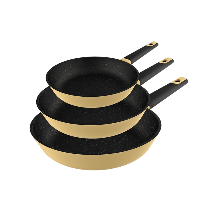 Set de tigăi Cecotec Polka Experience 18-22-26 Bucket Set Vulcano, 18/22/26 cm, aluminiu turnat, bază de 5 mm