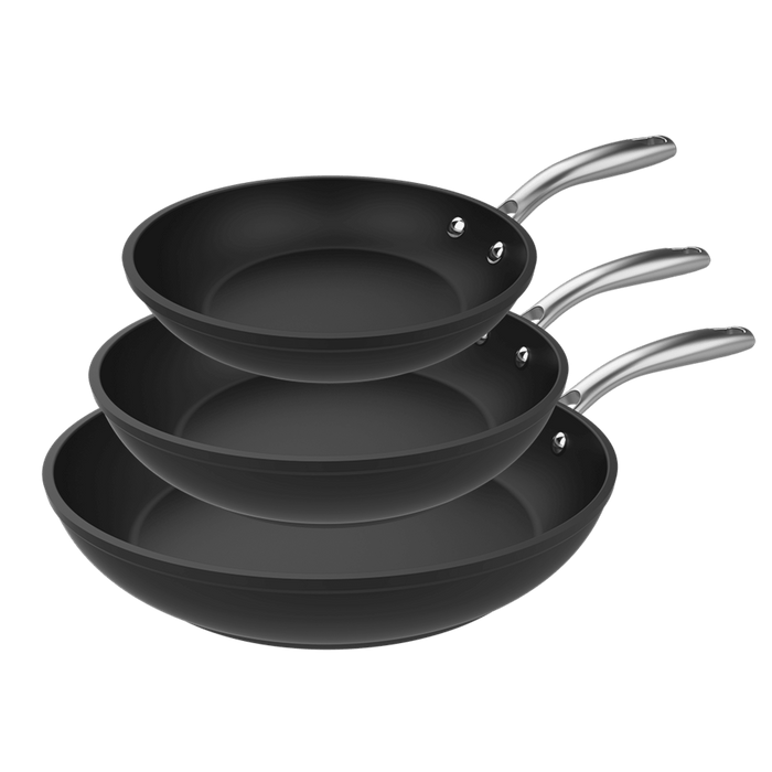Set de tigăi Cecotec Polka Fantasy 20-24-28 Bucket Set Silver, 20/24/28 cm, aluminiu forjat, bază pentru inducție