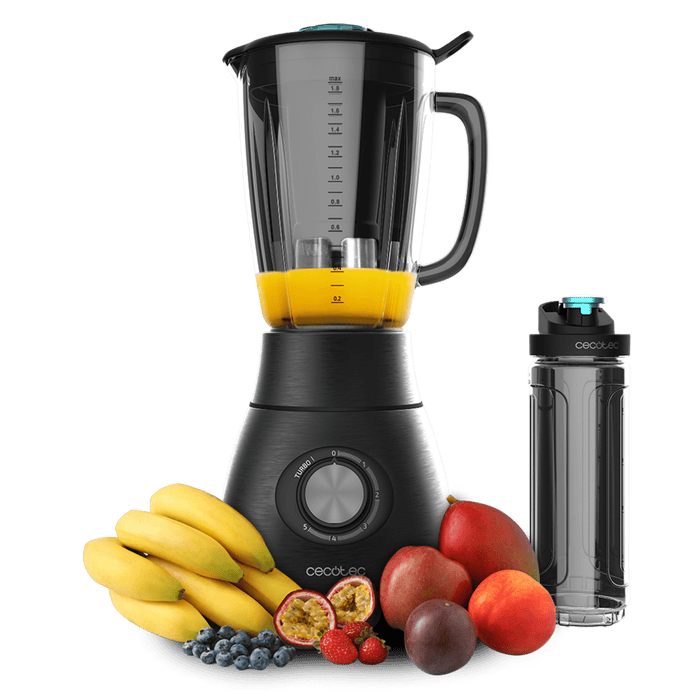 Blender cu vas Cecotec Power Black Titanium 2500MAX Go, 2500 W, vas de 1,8 l, 5 viteze, negru