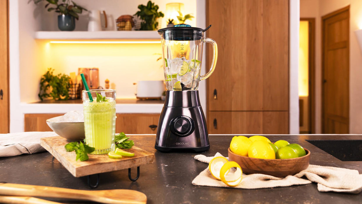 Blender cu vas Cecotec Power Black Titanium 2500MAX Go, 2500 W, vas de 1,8 l, 5 viteze, negru