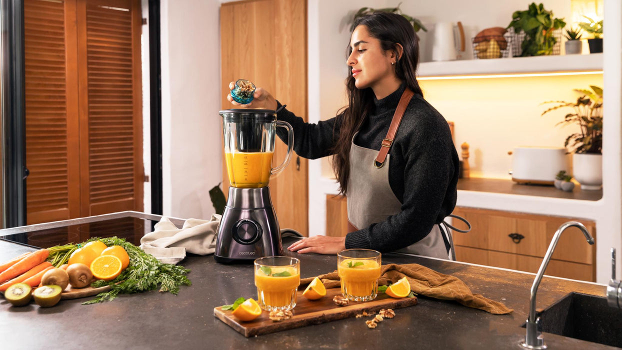 Blender cu vas Cecotec Power Black Titanium 2500MAX Go, 2500 W, vas de 1,8 l, 5 viteze, negru