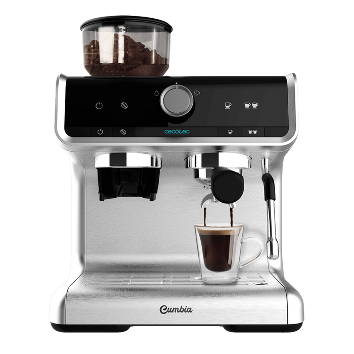 Espressoră Cecotec Cumbia Power Espresso 20 Barista Cream, 20 bar, rezervor 2,5 l, 15 trepte de măcinare, oțel