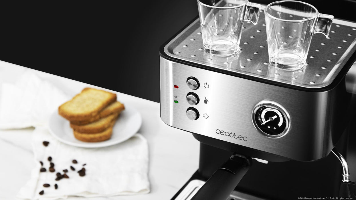 Espressor Cecotec Power Espresso 20 Matic Professionale, 850 W, 20 bari, rezervor 1,5 l, oțel