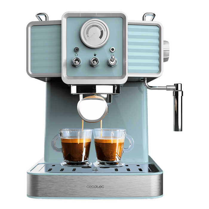 Espressor Cecotec Power Espresso 20 Tradizionale Light Blue, 1350 W, 20 bar, rezervor 1,5 l, albastru deschis