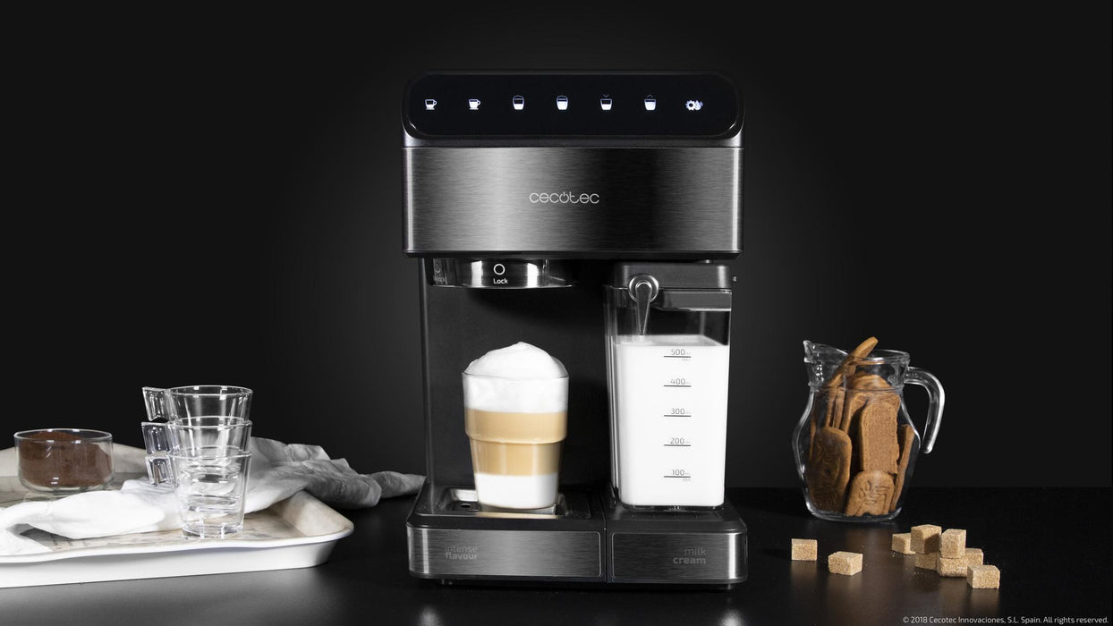Espressor semiautomat Cecotec Power Instant-ccino 20 Touch Serie Nera, 20 bar, 1350 W, rezervor 1,4 l