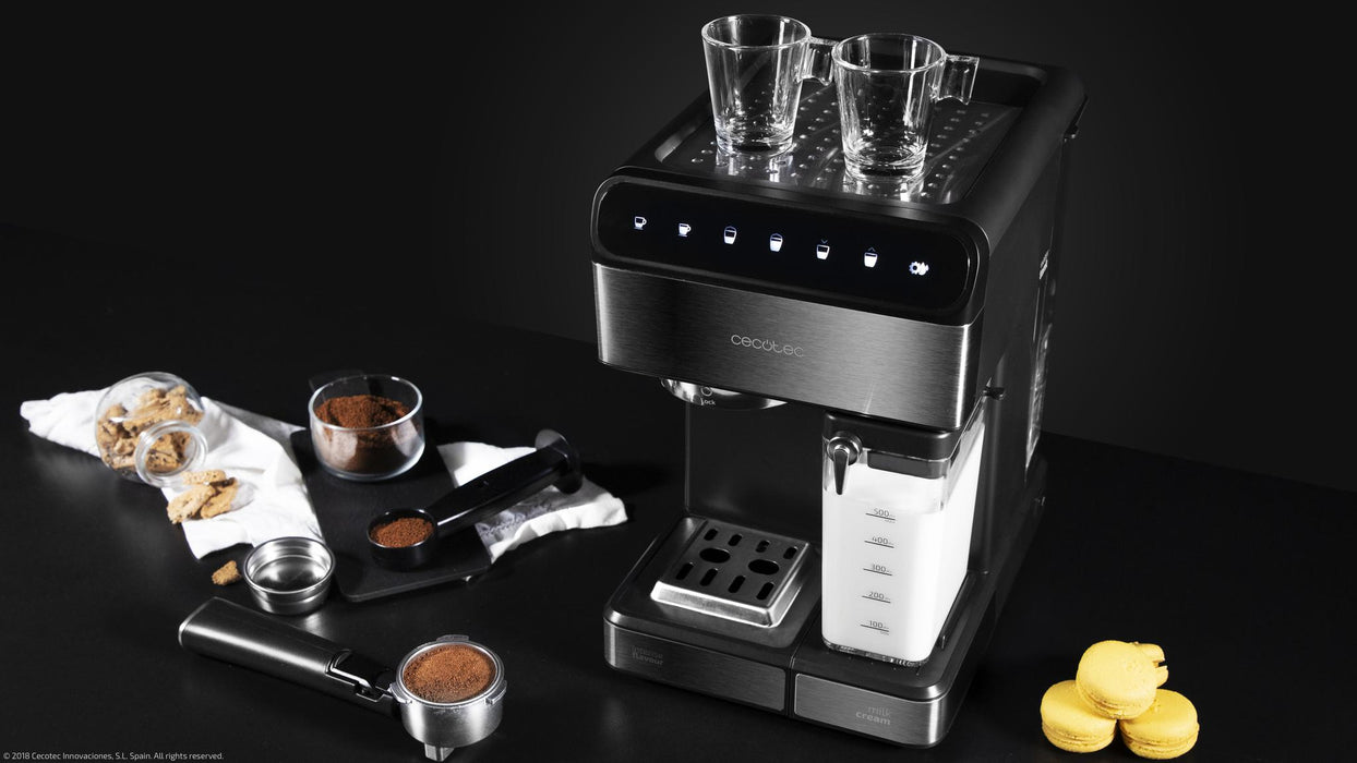 Espressor semiautomat Cecotec Power Instant-ccino 20 Touch Serie Nera, 20 bar, 1350 W, rezervor 1,4 l