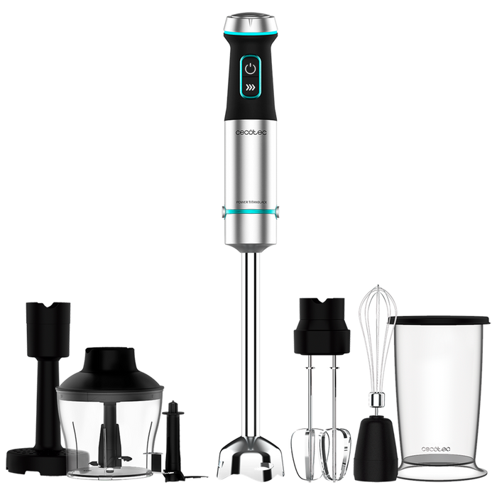 Blender de mână Cecotec Power TitanBlack 1200 XL PerfectCream&Crush, 1200 W, 800 ml, tocător 600 ml