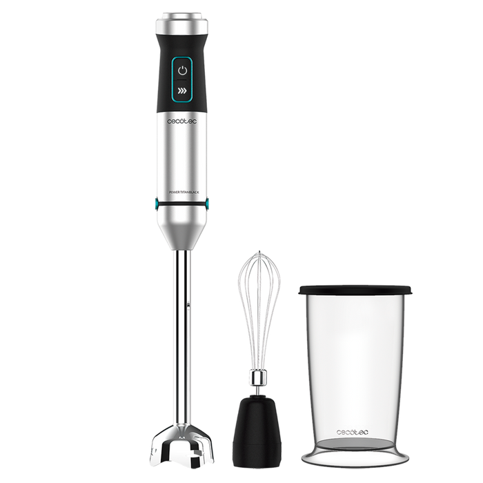 Blender de mână Cecotec Power TitanBlack 1500 XL Cream, 1500 W, recipient de 800 ml, oțel