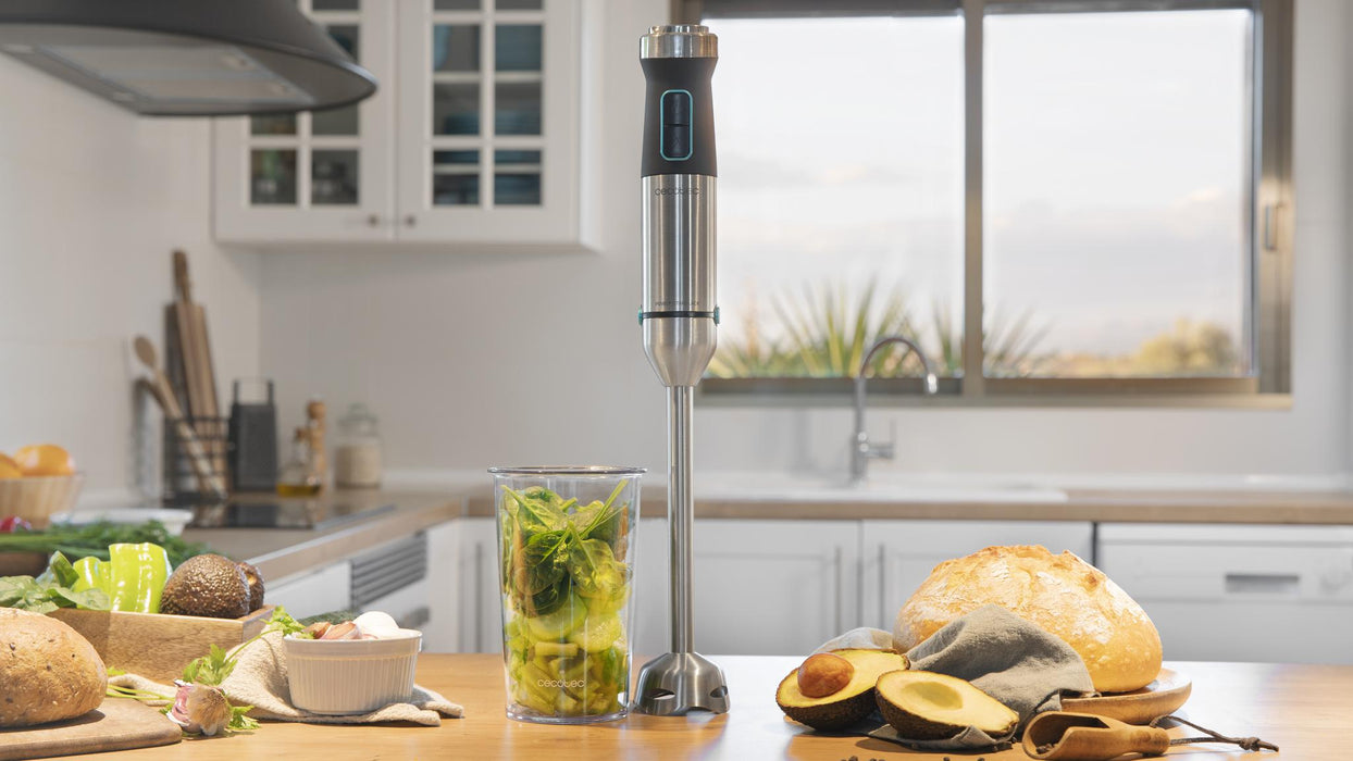 Blender de mână Cecotec Power TitanBlack 1500 XL Cream, 1500 W, recipient de 800 ml, oțel