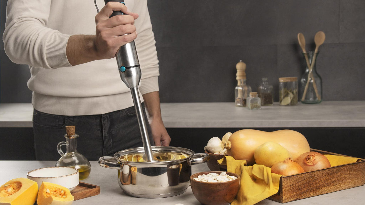 Blender de mână Cecotec Power TitanBlack 1500 XL PerfectCream&Crush, 1500 W, recipient 800 ml, tocător 600 ml, oțel