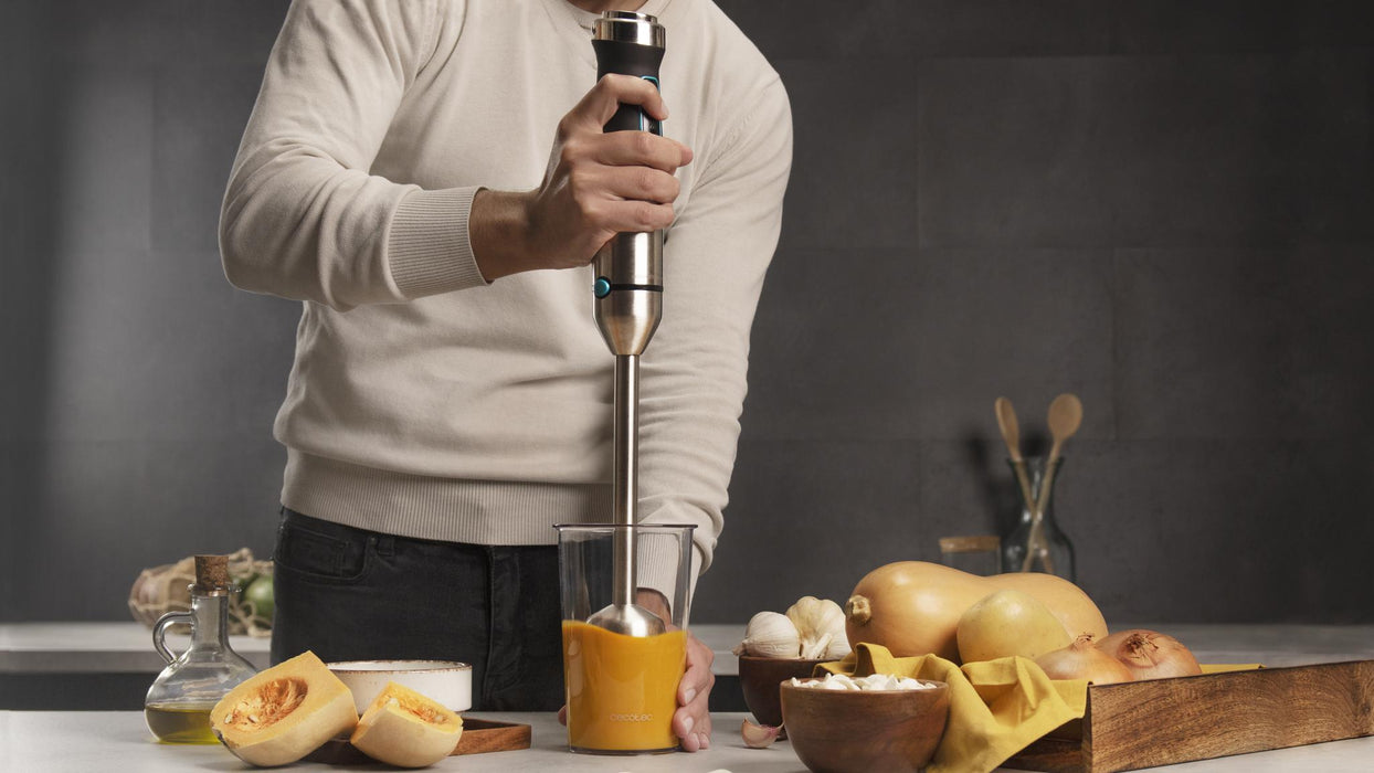 Blender de mână Cecotec Power TitanBlack 1500 XL PerfectCream&Crush, 1500 W, recipient 800 ml, tocător 600 ml, oțel