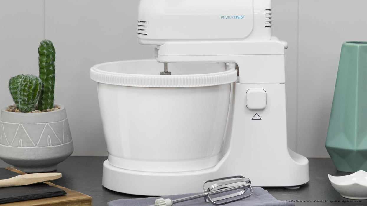 Mixer de mână cu bol rotativ Cecotec PowerTwist 500 Gyro, 3,5 l, 500 W, 5 viteze, albă