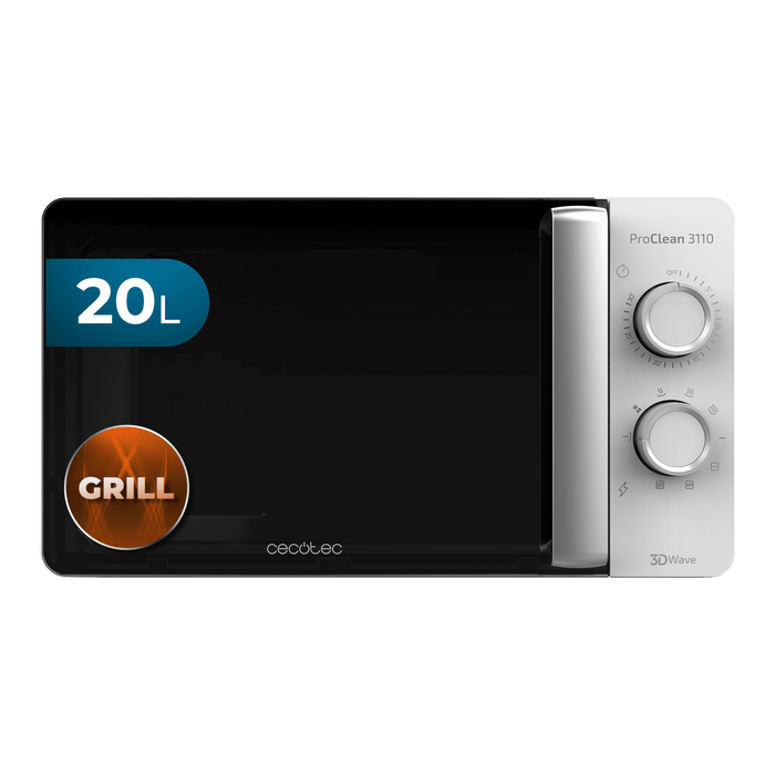 Cuptor cu microunde cu grill Cecotec ProClean 3110, 20 l, 700 W, grill 800 W, argintiu