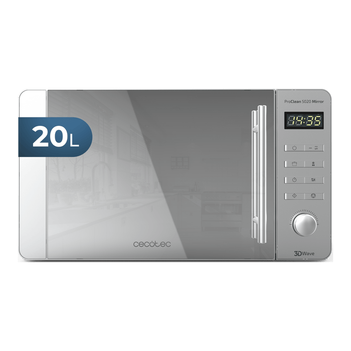 Cuptor cu microunde Cecotec Proclean 5020 Mirror, 20 l, 700 W, 8 programe, inox