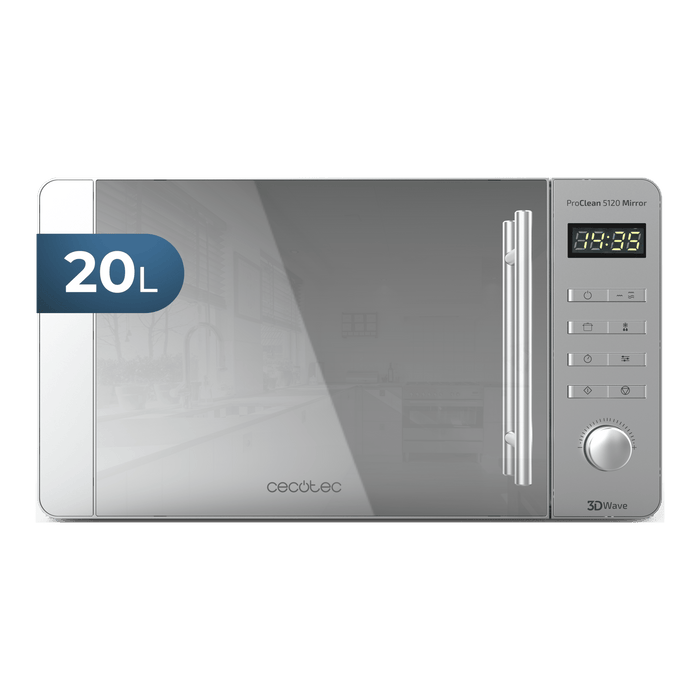 Cuptor cu microunde cu grill Cecotec ProClean 5120 Mirror, 20 l, 700 W, grill 800 W, inox