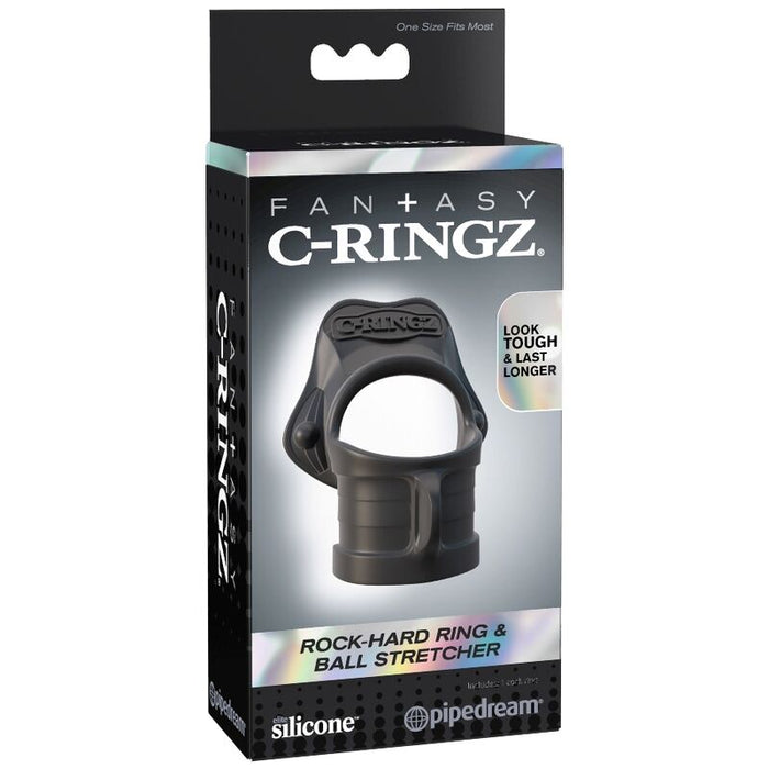 Inel și Extensor Testicular, Pipedream Fantasy C-Ringz, Silicon Negru