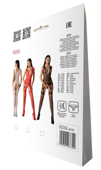 Bodystocking, Passion, BS099, alb, dantelă