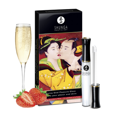 Luciu de buze, Shunga, Divine Strawberry, căpșuni și șampanie, 10,5 ml