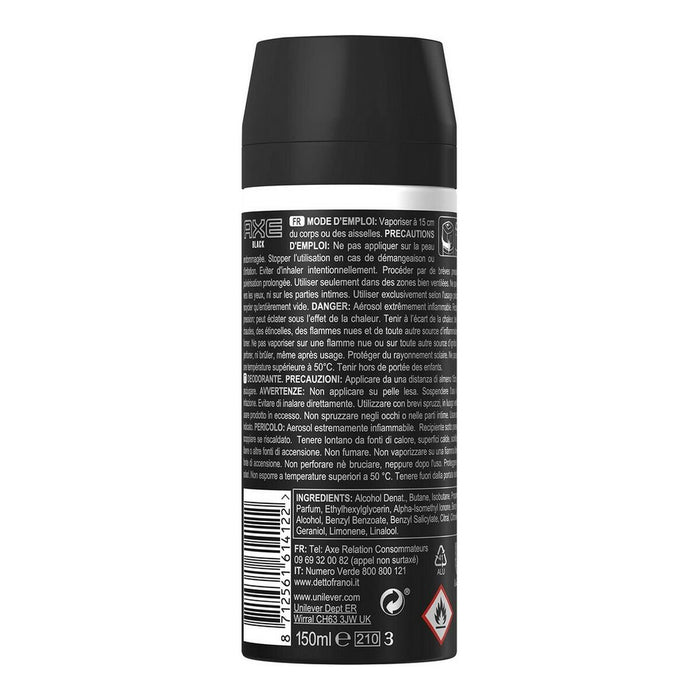 Deodorant spray, Axe Black, fără aluminiu, 150 ml