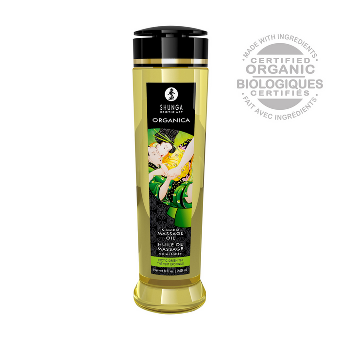 Ulei de masaj, Shunga, Organic, aromă ceai verde, 240 ml