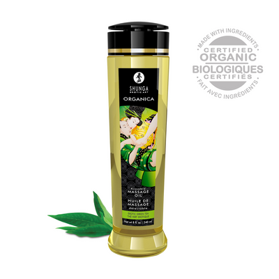 Ulei de masaj, Shunga, Organic, aromă ceai verde, 240 ml