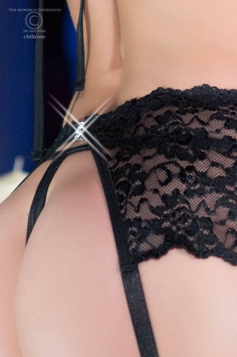 Set lenjerie intimă, Chilirose, negru, 3 piese, mărimea M