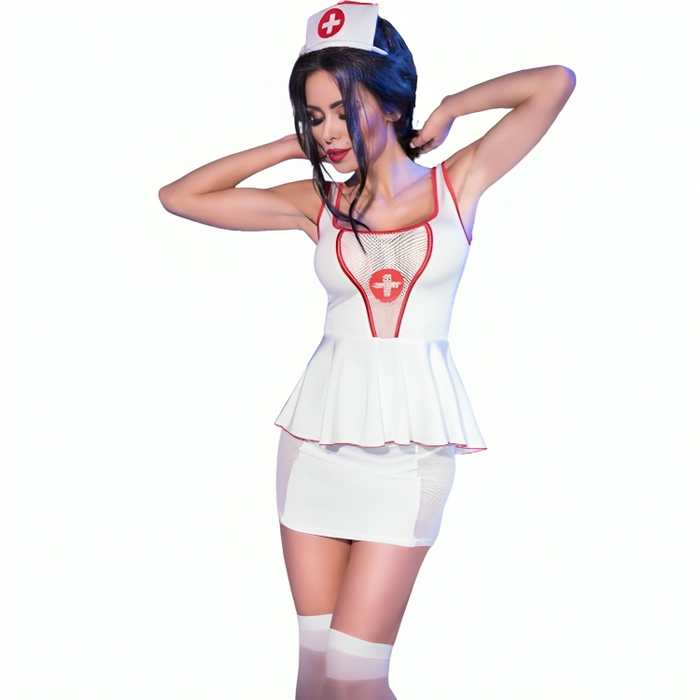 Costum Asistentă, Chilirose CR 4160, alb și roșu, S/M