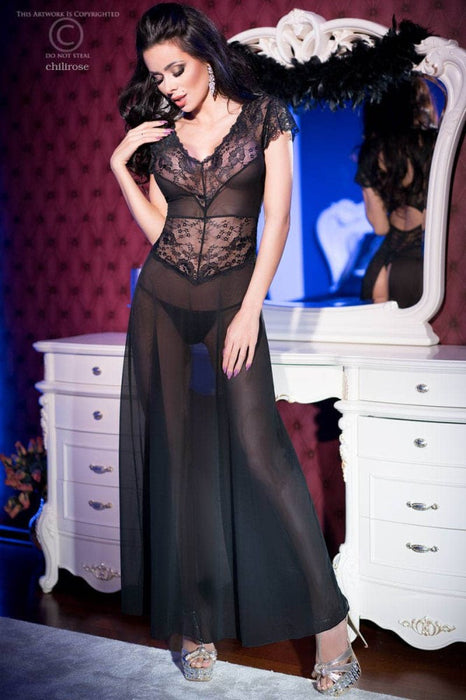 Rochie lungă, Chilirose CR 4167, negru, mărime S