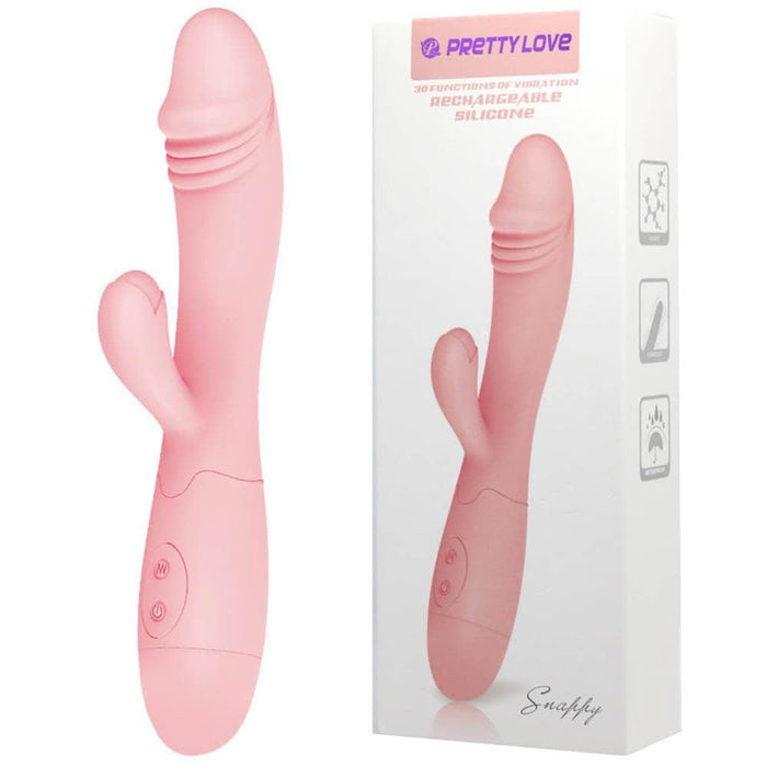 Vibrator dublu stimulare, Pretty Love Slappy, silicon, 19 cm
