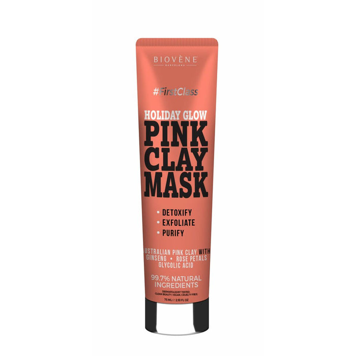 Mască facială, Biovène Holiday Glow, argilă roz, 75 ml