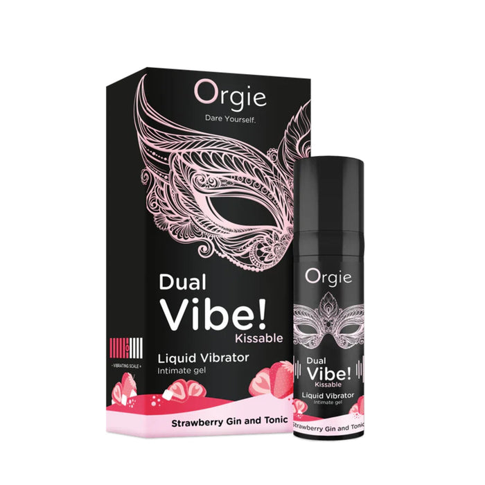 Gel vibrator lichid, Orgie, Dual Vibe, Strawberry Gin And Tonic, 15 ml