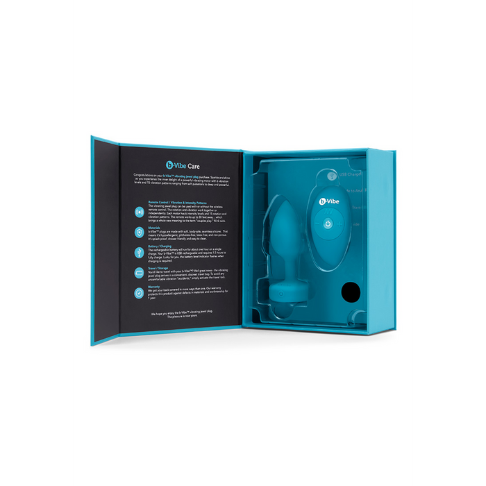 Plug anal, B-Vibe, Vibrating Jewel, silicon, albastru, dimensiune S/M