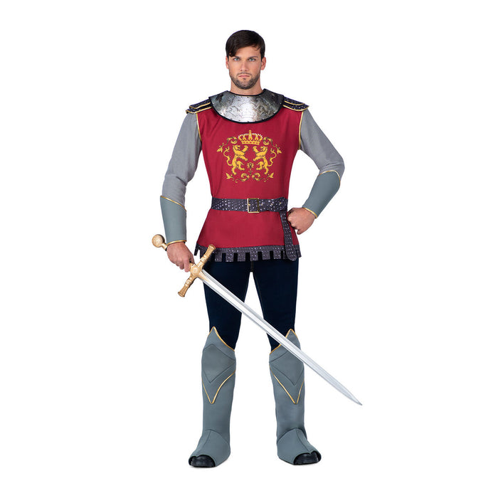 Costum deghizare adult, Cavaler Medieval, XL, roșu-gri-auriu