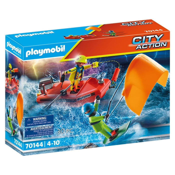 Set joacă salvamar, Playmobil City Action, barcă viteză, roșu