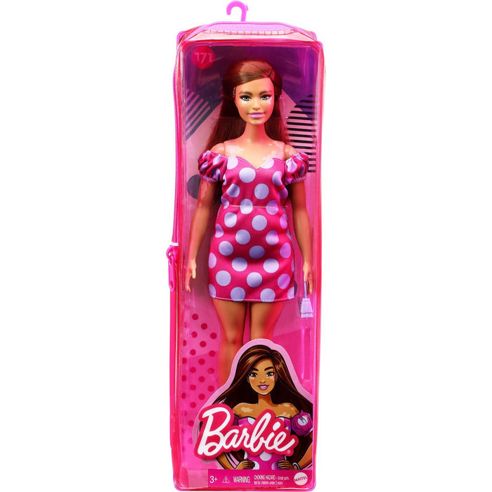 Păpușă Barbie Fashionista, Mattel, rochie roz, accesorii incluse