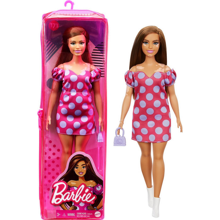 Păpușă Barbie Fashionista, Mattel, rochie roz, accesorii incluse
