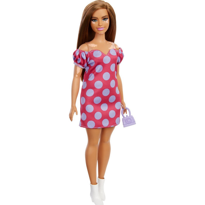 Păpușă Barbie Fashionista, Mattel, rochie roz, accesorii incluse