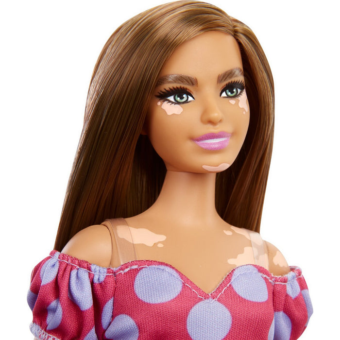 Păpușă Barbie Fashionista, Mattel, rochie roz, accesorii incluse
