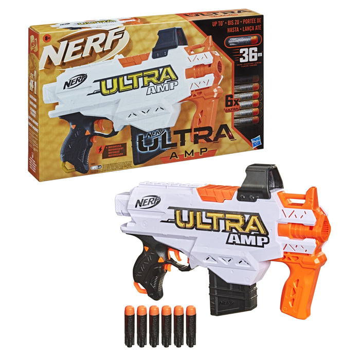 Pistol cu săgeți, Nerf Ultra AMP, alb-negru-portocaliu