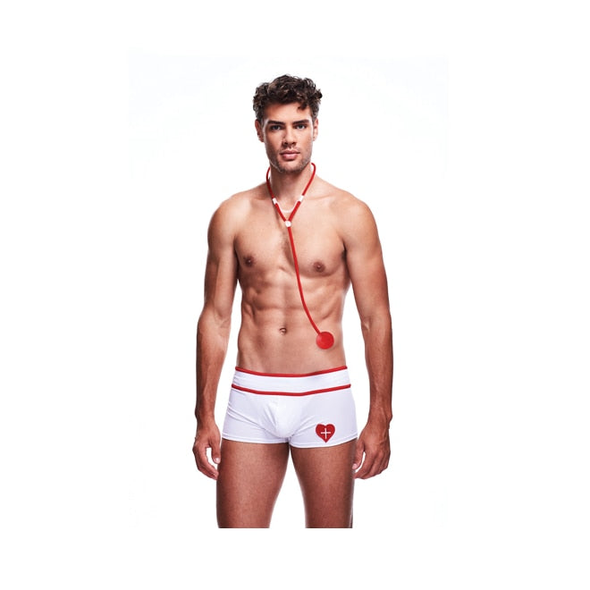 Costum Doctor, Renvy, 2 piese, alb/roșu, L/XL