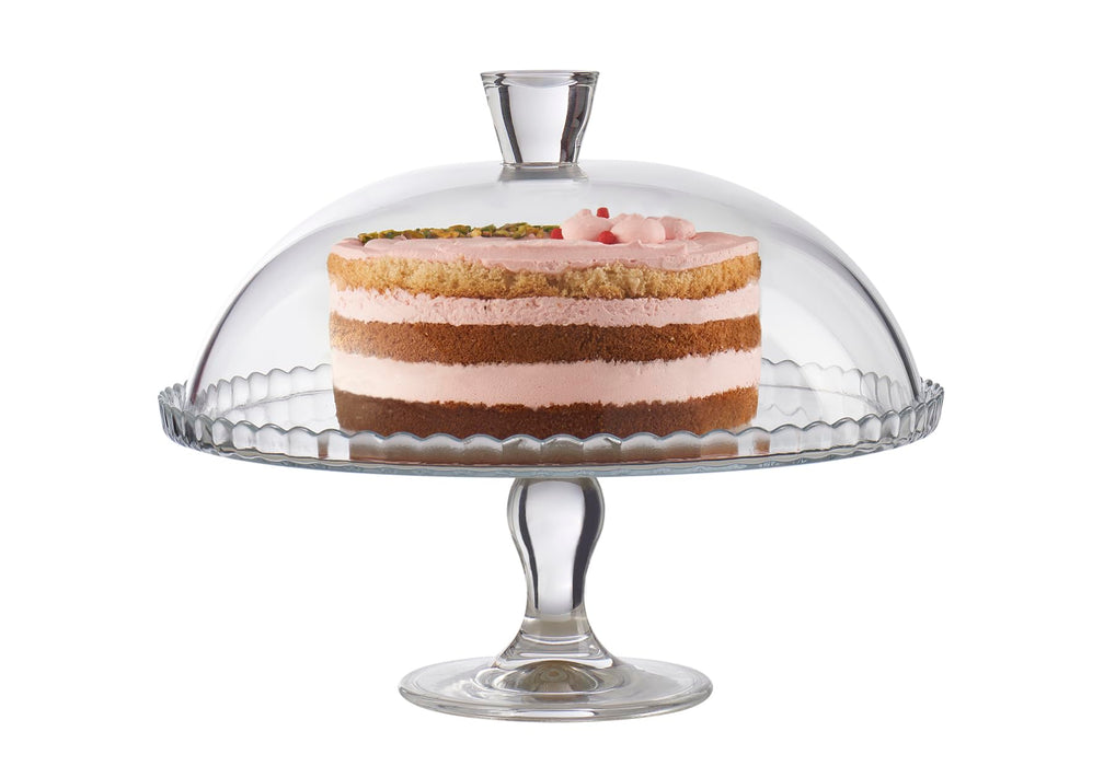 Platou tort, Paşabahçe, sticlă, margine ondulată