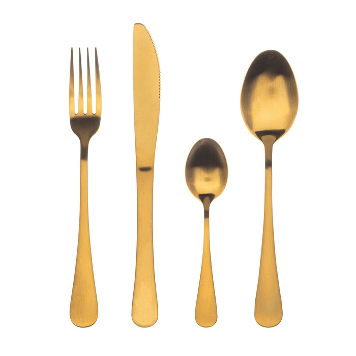 Set tacâmuri, Bergner, 24 piese, oțel inoxidabil, auriu
