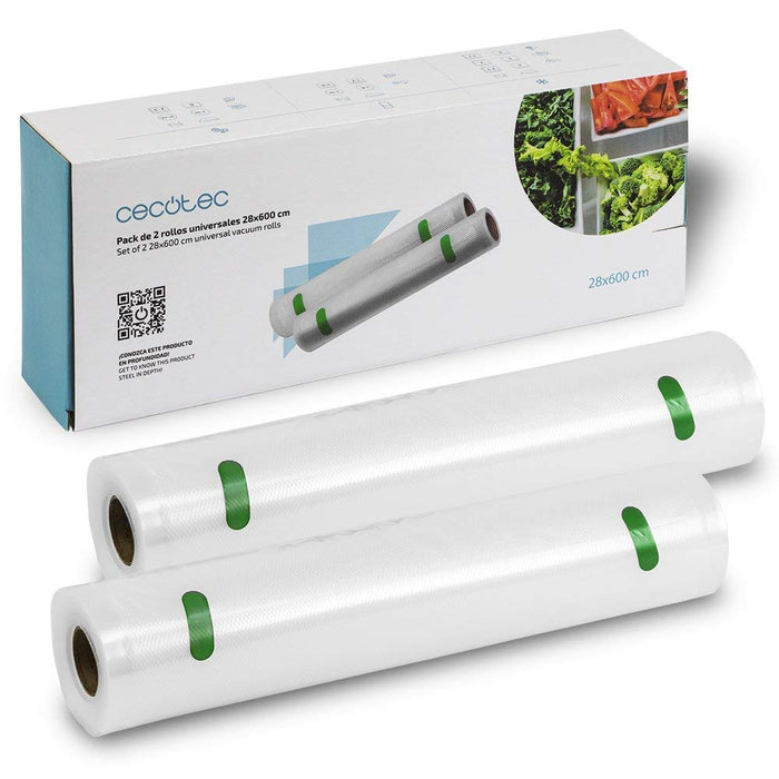 Rulou pungă vidat Cecotec, 28 x 600 cm, set 2 buc, transparent