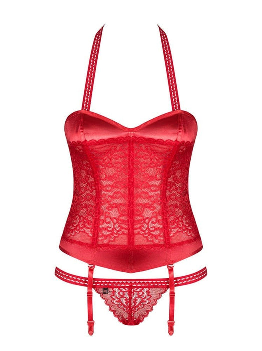 Set corset și chilot, Obsessive, Flameria, negru, S/M