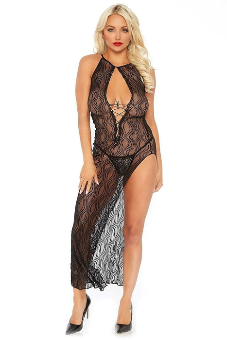 Rochie lungă, Leg Avenue Swirl, dantelă neagră S-L