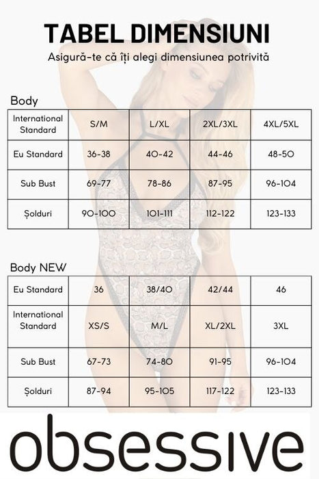 Body damă, Obsessive B126, roșu, mărimi S/M/L
