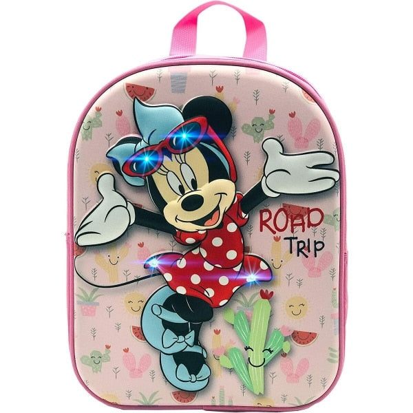 Ghiozdan copii, Disney, Minnie Mouse, roz 3D cu lumini