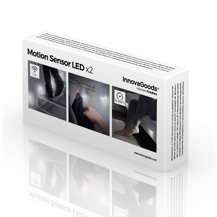 Lampa LED cu senzor, Innovagoods, alb, 2 unități